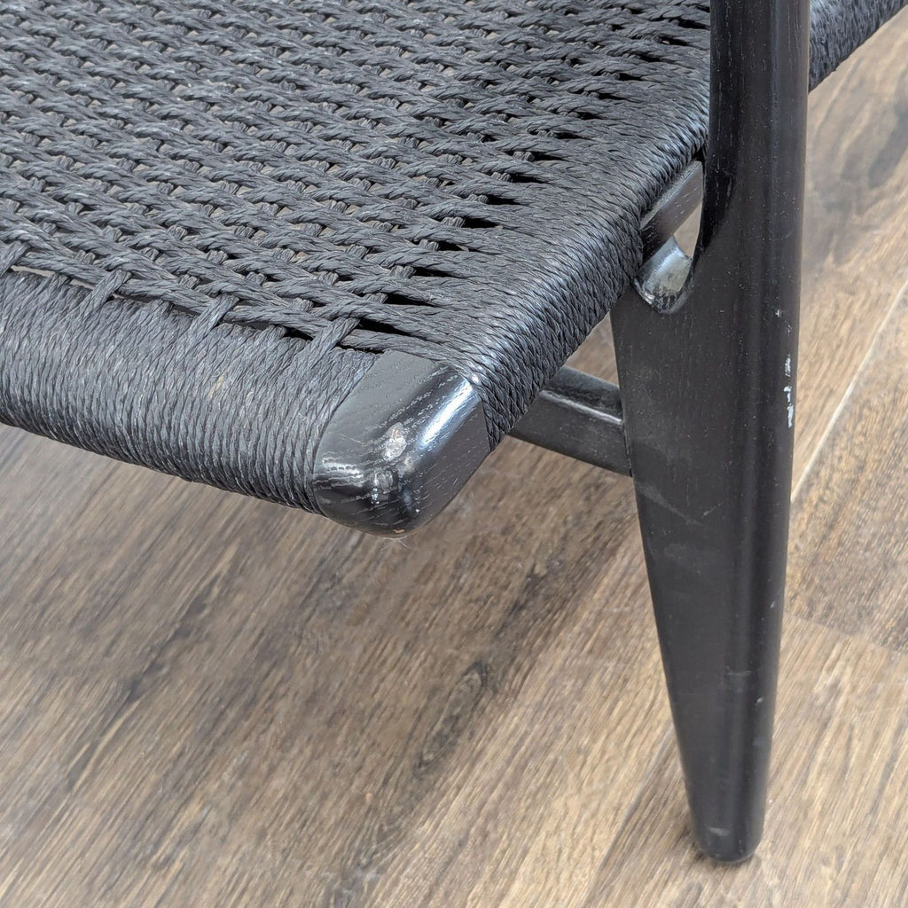 Carl Hansen & Son CH25 Modern Black Woven Lounge Chair by Hans J. Wegner