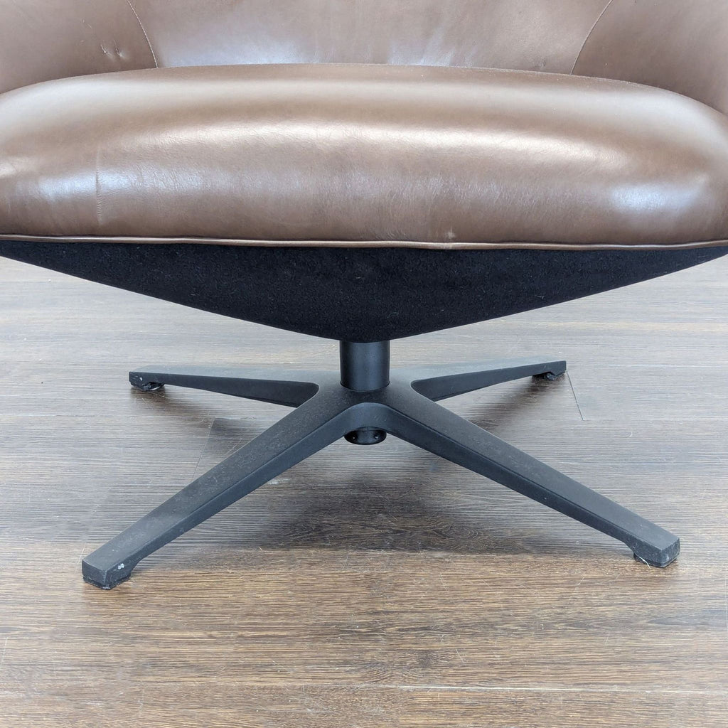 Article Brown Leather Swivel Lounge Chair - Modern Comfort