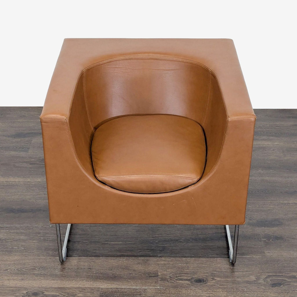 STUA Nube Modern Brown Leather Lounge Chair with Chrome Legs