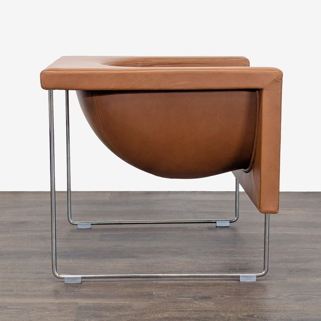 STUA Nube Modern Brown Leather Lounge Chair with Chrome Legs