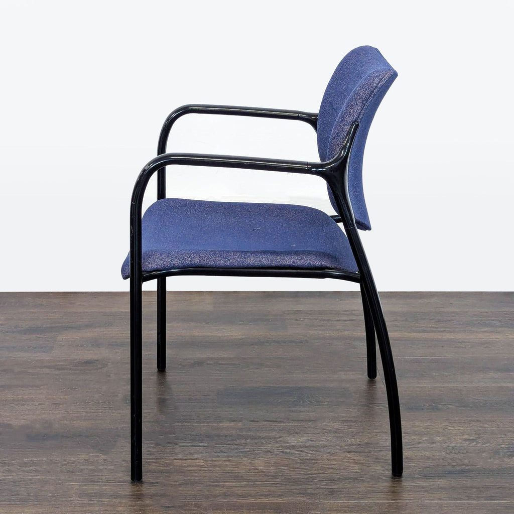 Herman Miller Aside Blue Fabric Guest Chair with Black Metal Frame