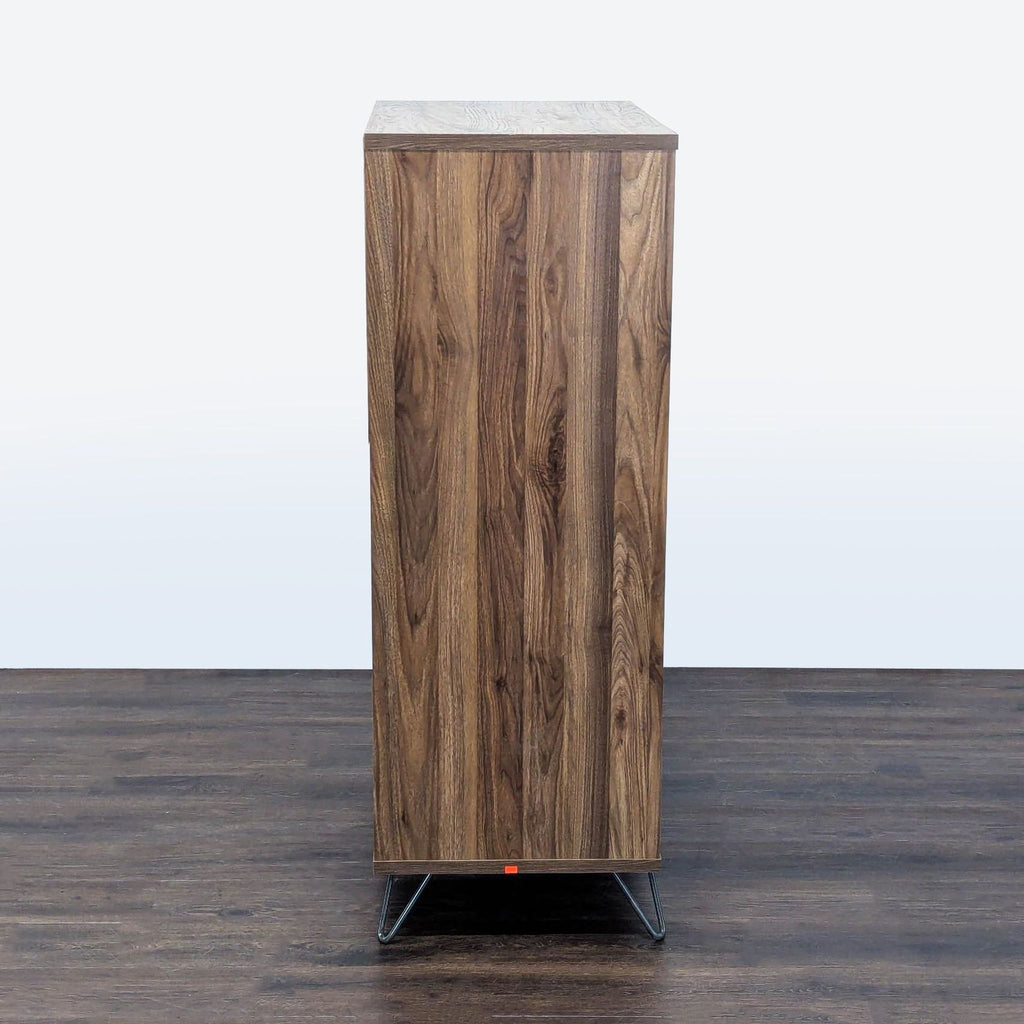 South Shore Olvyn Modern 5-Drawer Walnut Dresser with Gray Accent and Metal Legs