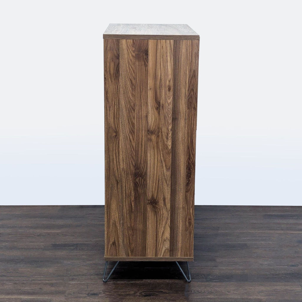 South Shore Olvyn Modern 5-Drawer Walnut Dresser with Gray Accent and Metal Legs