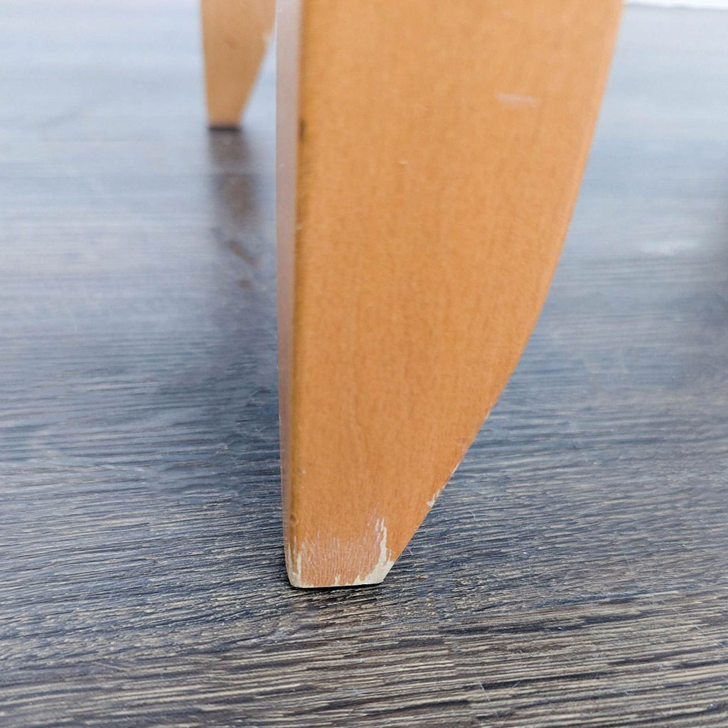 Round Wood End Table with Flat Back and Glass Shelf