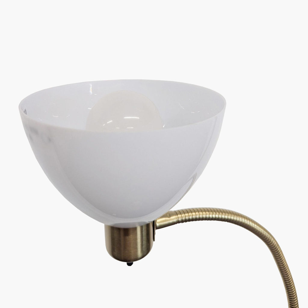 Brightech Skydome Brass Floor Lamp with Adjustable Reading Light and White Glass Shades
