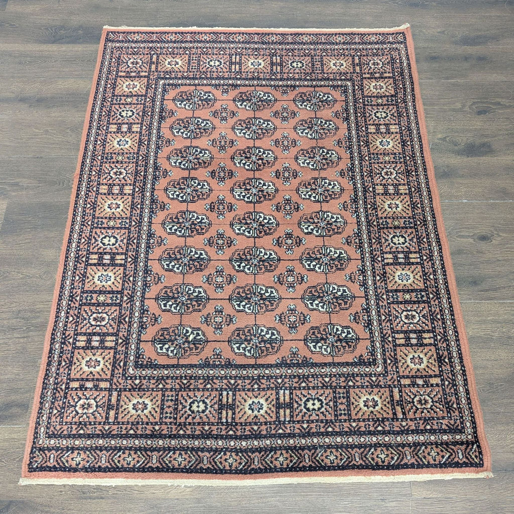 Caspian 4x6 Traditional Pattern Rug with Floral Border, Warm Rust and Black Tones