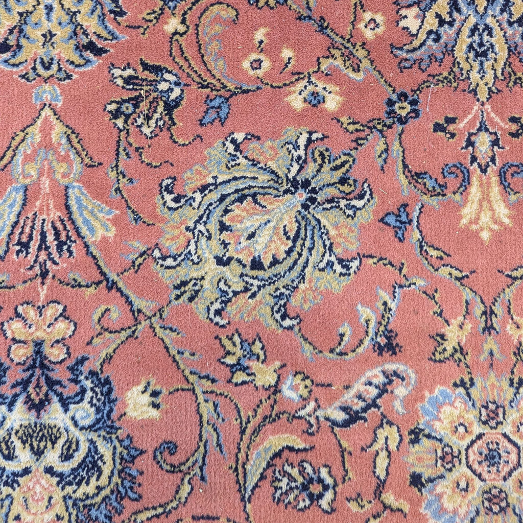Traditional 10x5.5 Oriental Area Rug with Floral Pattern and Fringe, Red and Beige