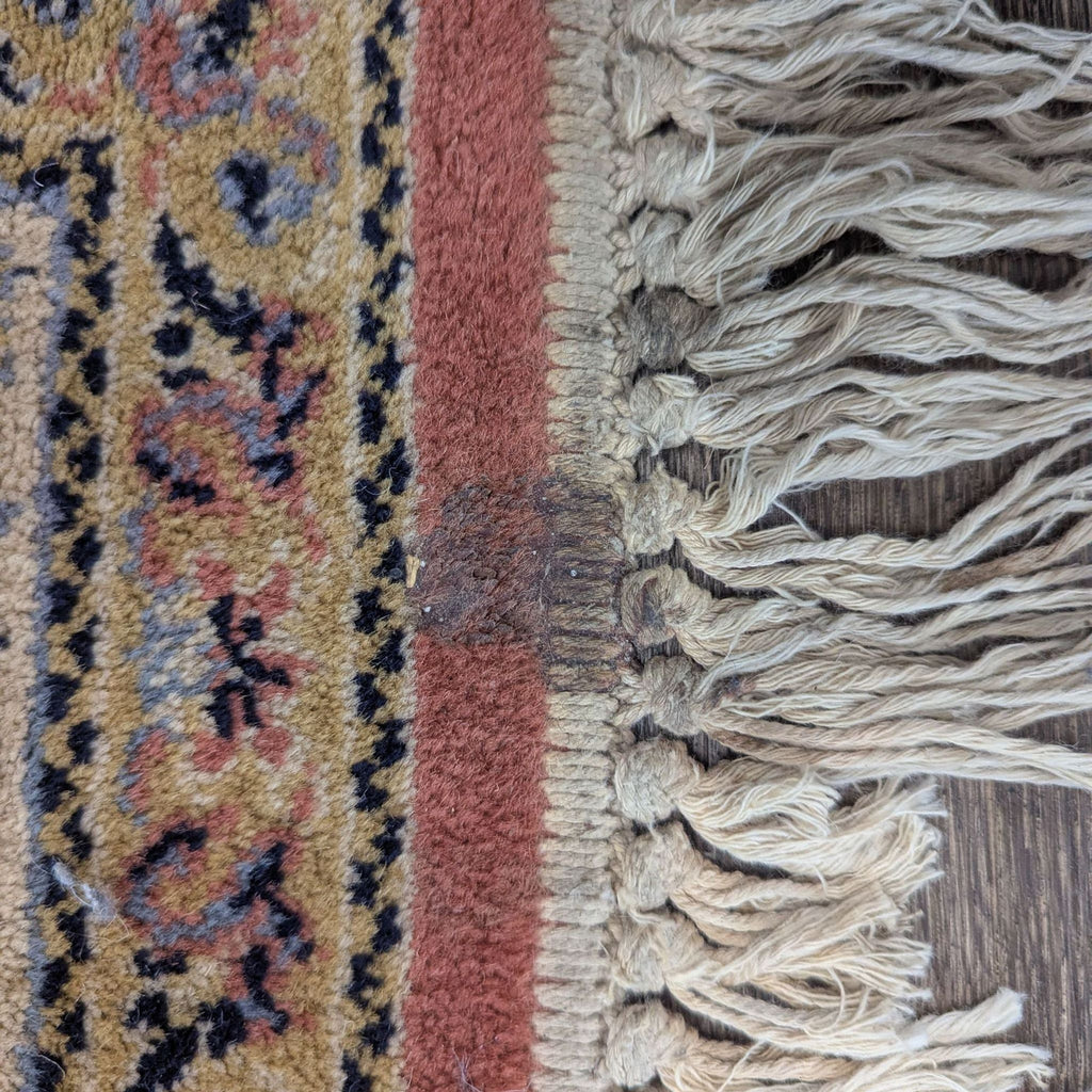 Traditional 10x5.5 Oriental Area Rug with Floral Pattern and Fringe, Red and Beige