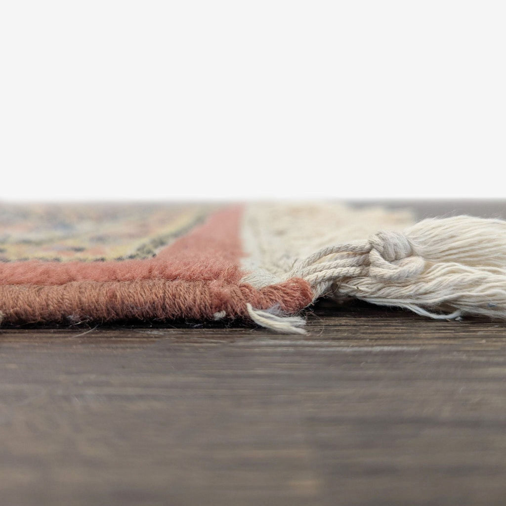 Traditional 10x5.5 Oriental Area Rug with Floral Pattern and Fringe, Red and Beige