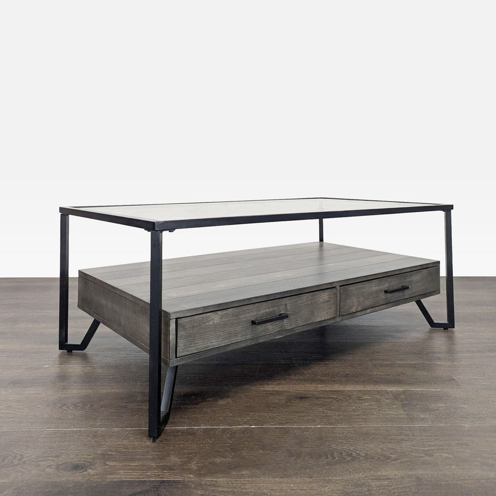 Glass Top Coffee Table with Drawers
