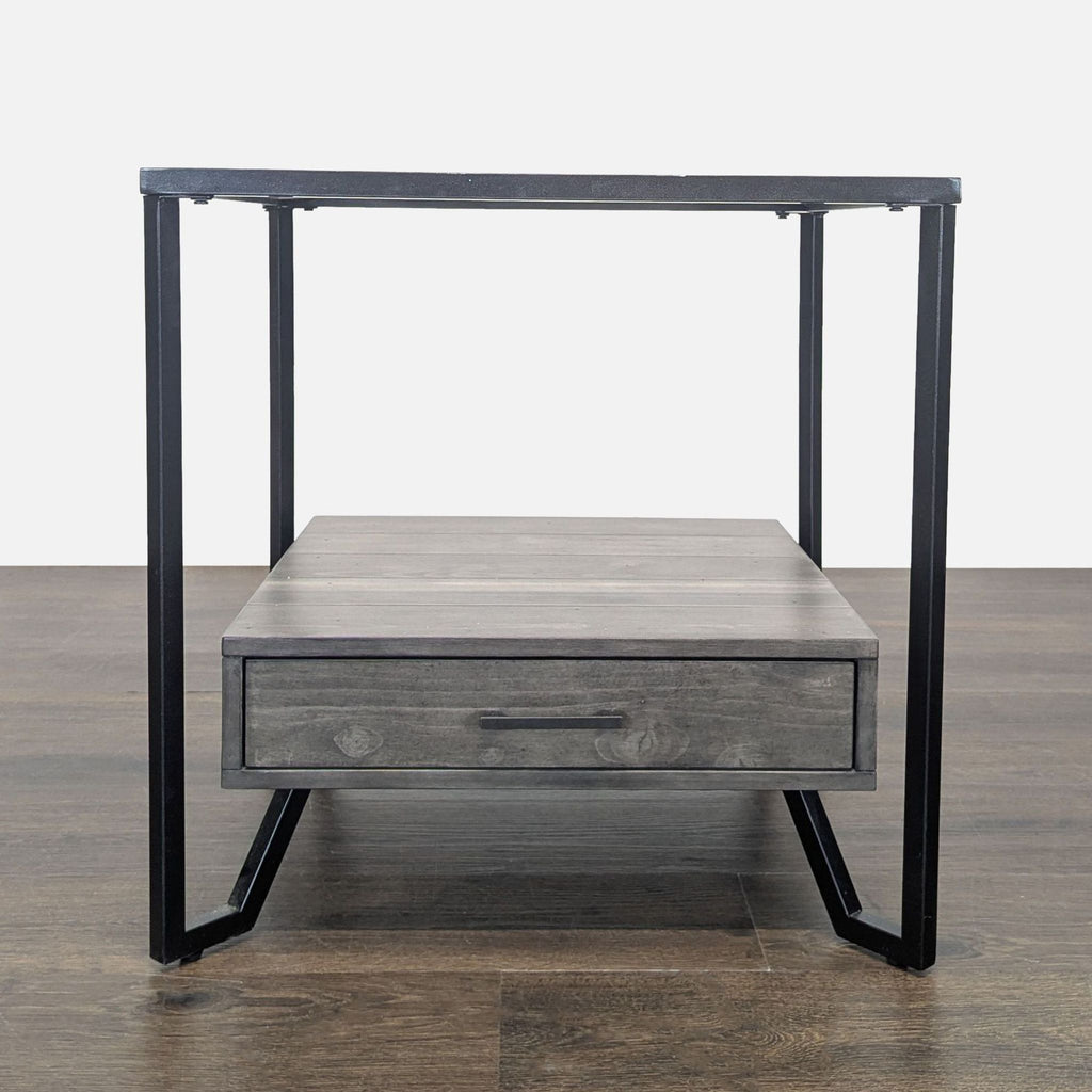 Pair of Glass Top End Tables Each with a Drawer