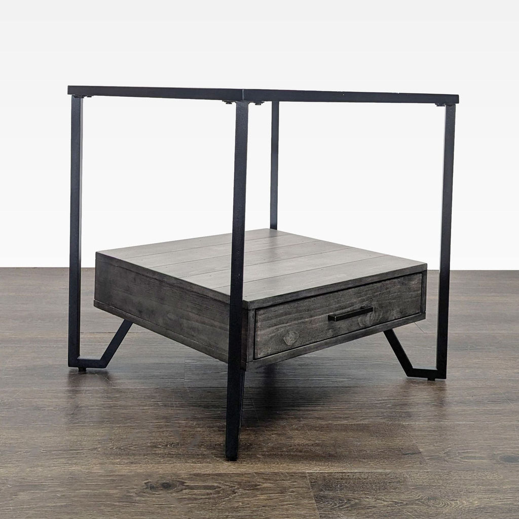 Pair of Glass Top End Tables Each with a Drawer