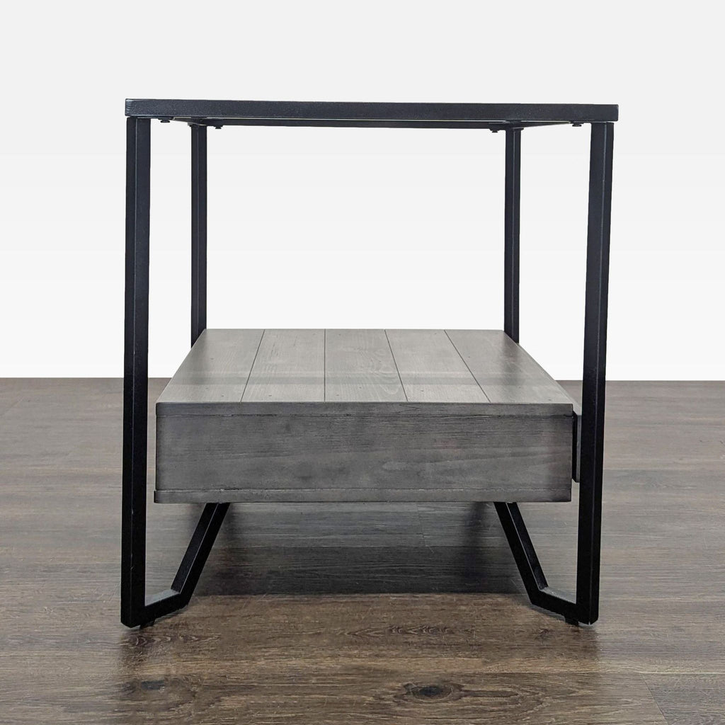 Pair of Glass Top End Tables Each with a Drawer