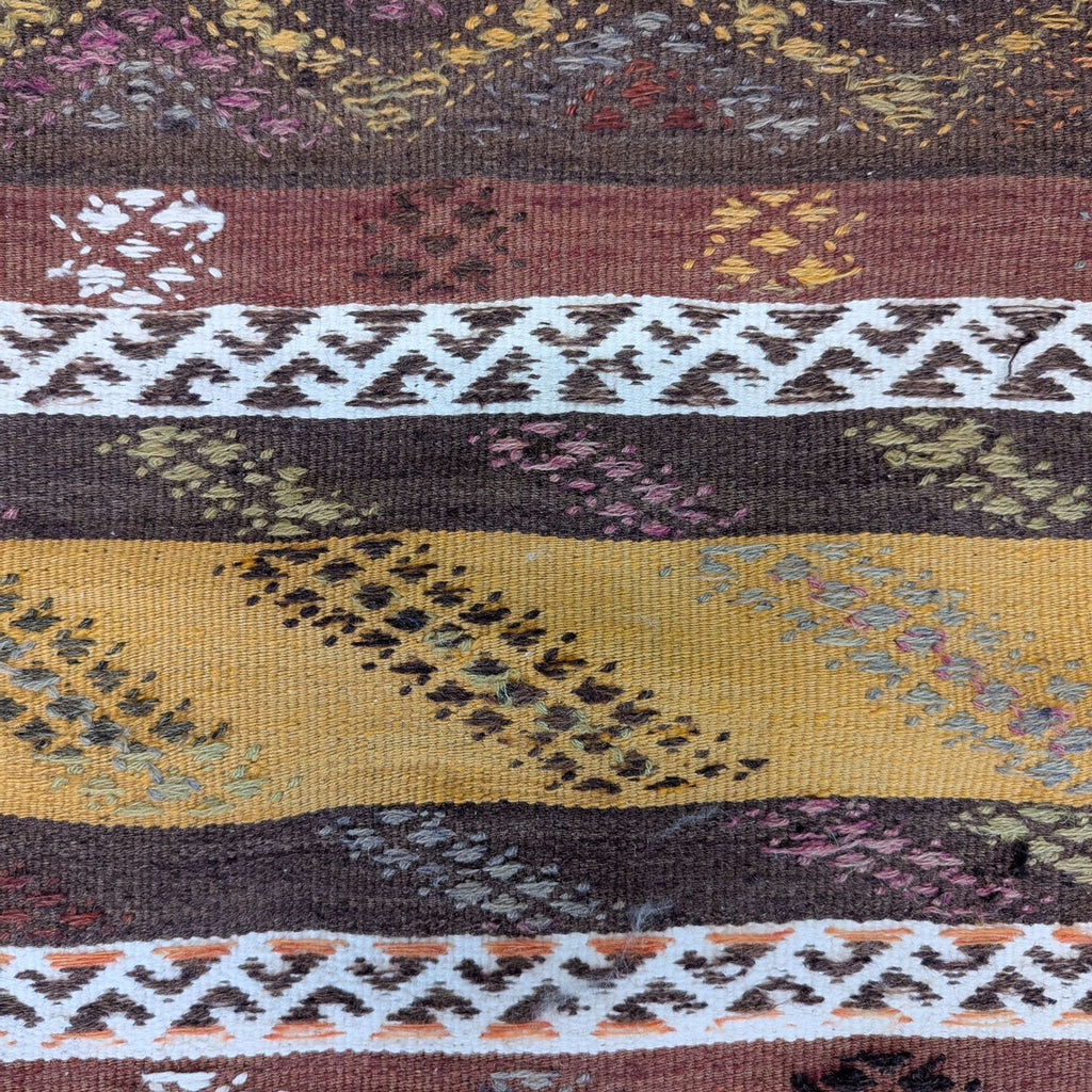 Handwoven 16.5x4 Runner Rug with Zigzag Patterns and Earthy Tones