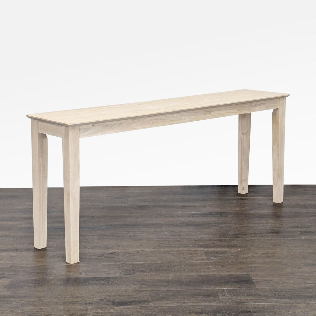 Rubberwood console table by Gracie Oaks, adaptable finish, displayed in natural wood tone.  