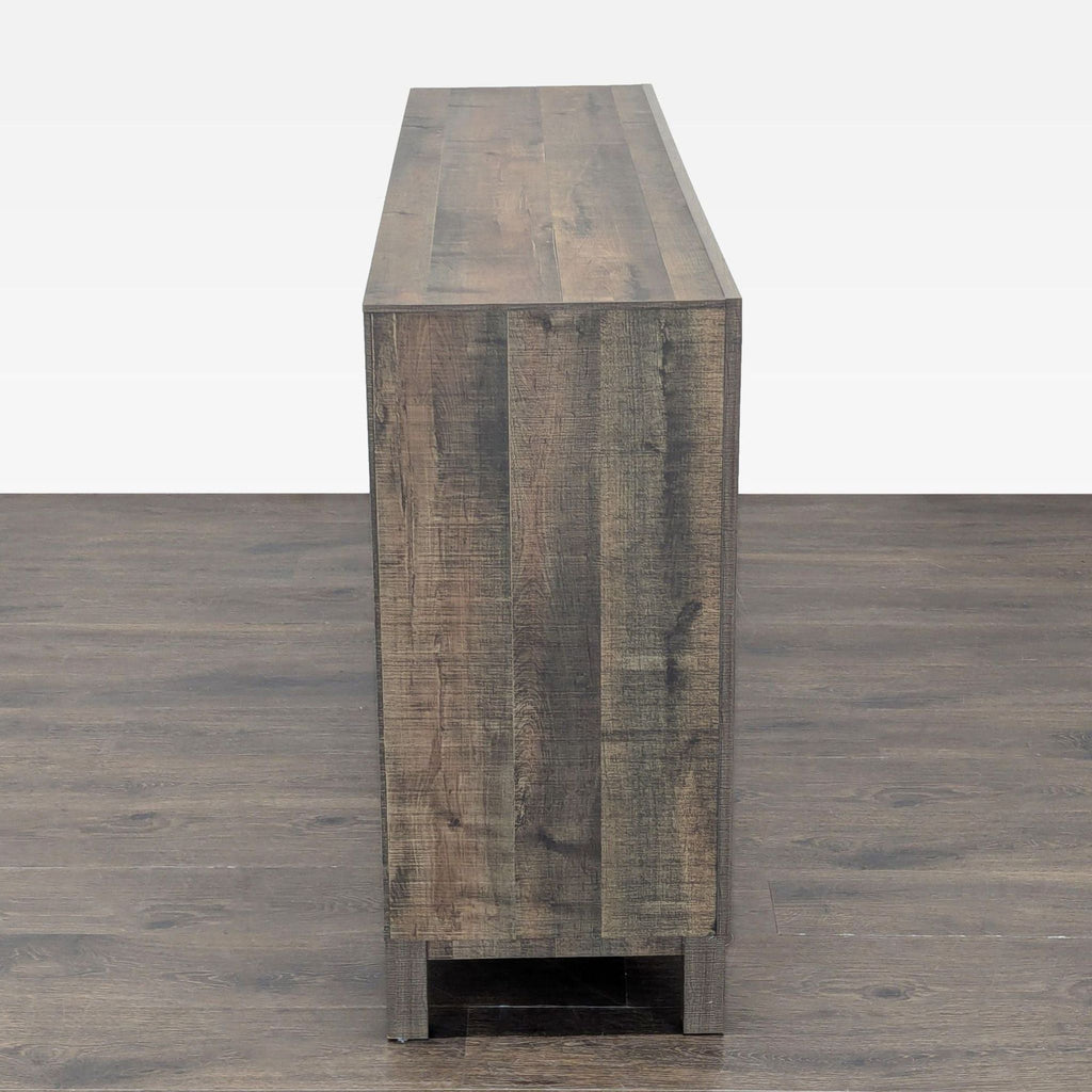 Crown Mark 6-Drawer Rustic Wood Dresser with Modern Black Handles