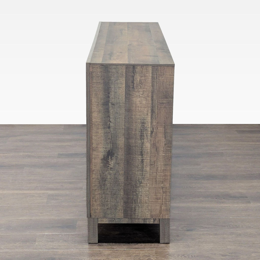 Crown Mark 6-Drawer Rustic Wood Dresser with Modern Black Handles