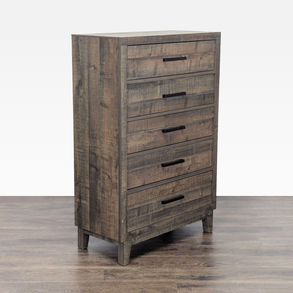 Crown Mark Rustic 5-Drawer Dresser with Modern Handles