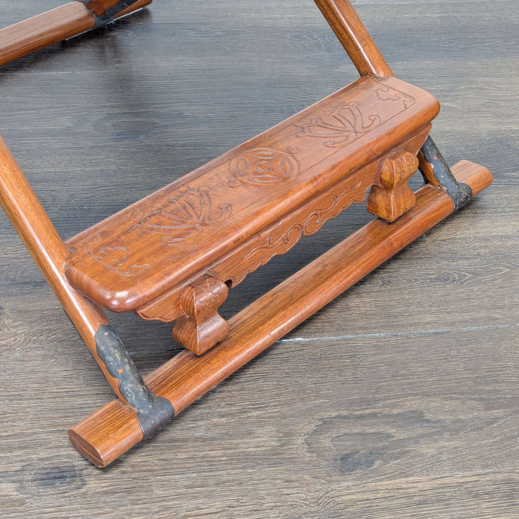 Chinese-Style Carved Folding Horseshoe Armchair