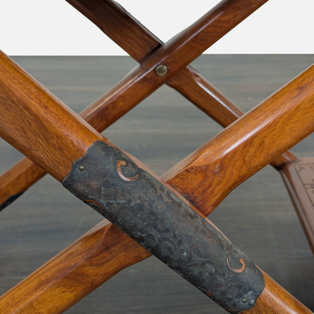 Chinese-Style Carved Folding Horseshoe Armchair