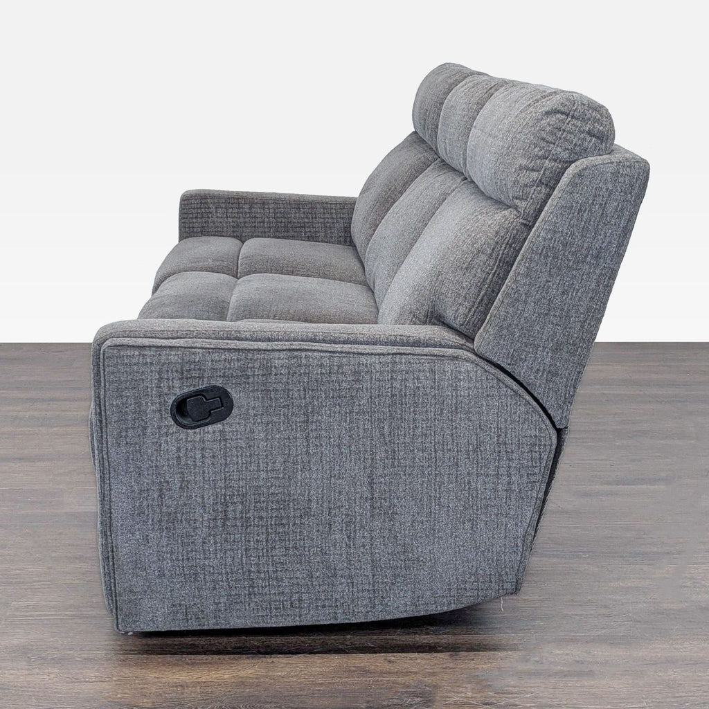 Living Spaces 3-Seat Reclining Sofa in Gray Fabric