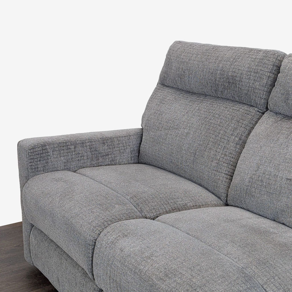 Living Spaces 3-Seat Reclining Sofa in Gray Fabric