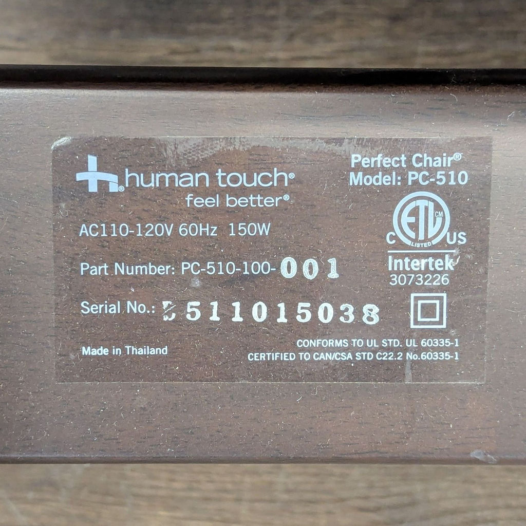 Human Touch PC-510 Brown Leather Electric Zero Gravity Recliner Lounge Chair