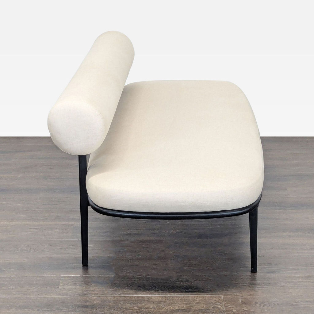 CB2 Vita Modern Cream Upholstered Sofa with Black Metal Legs