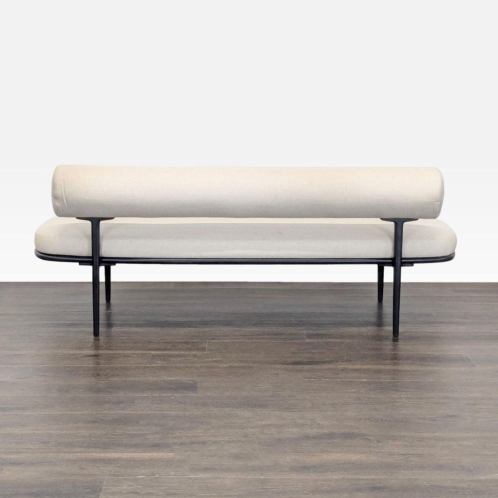 CB2 Vita Modern Cream Upholstered Sofa with Black Metal Legs