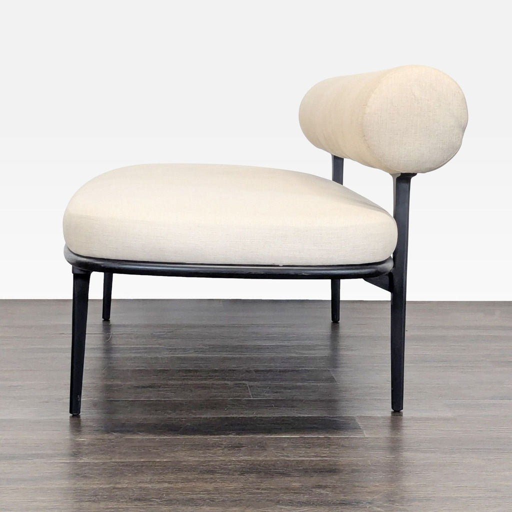 CB2 Vita Modern Cream Upholstered Sofa with Black Metal Legs