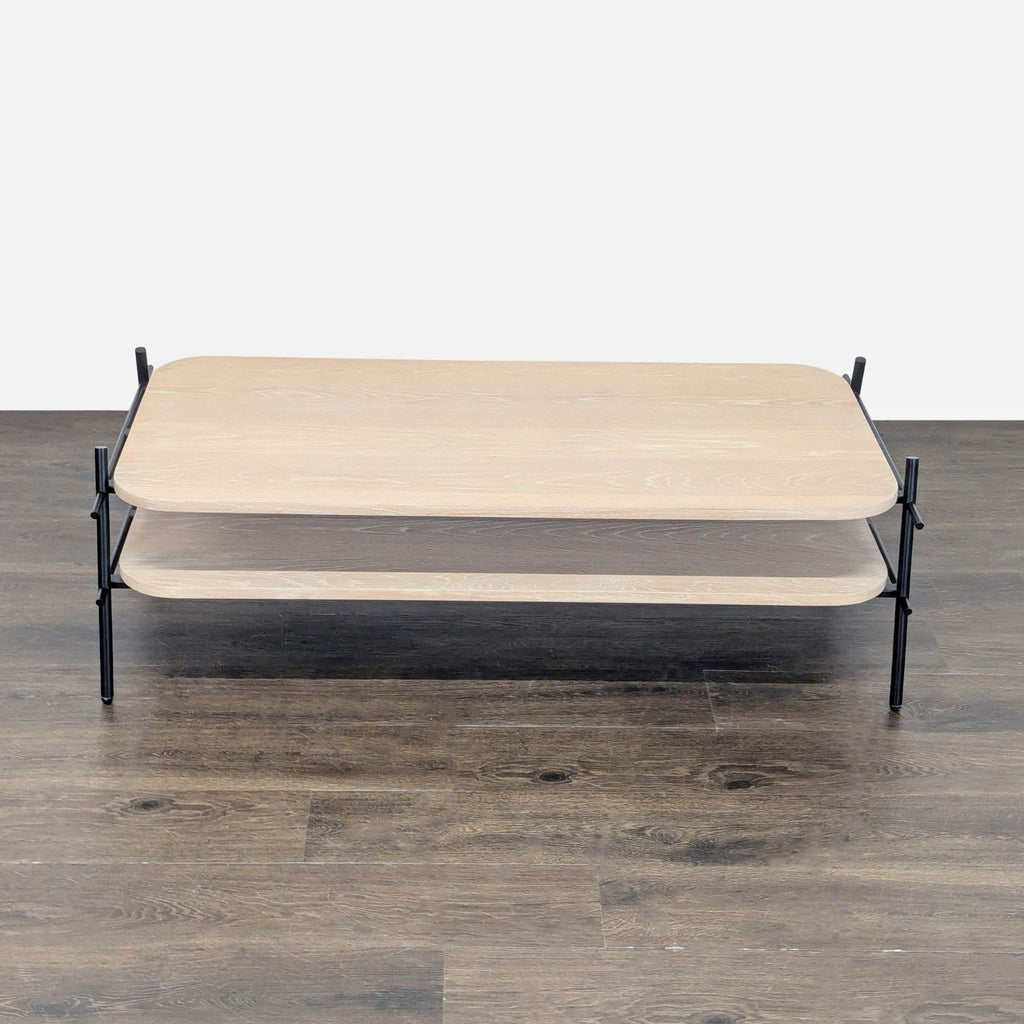 Two Tier Coffee Table on Metal Rod Frame