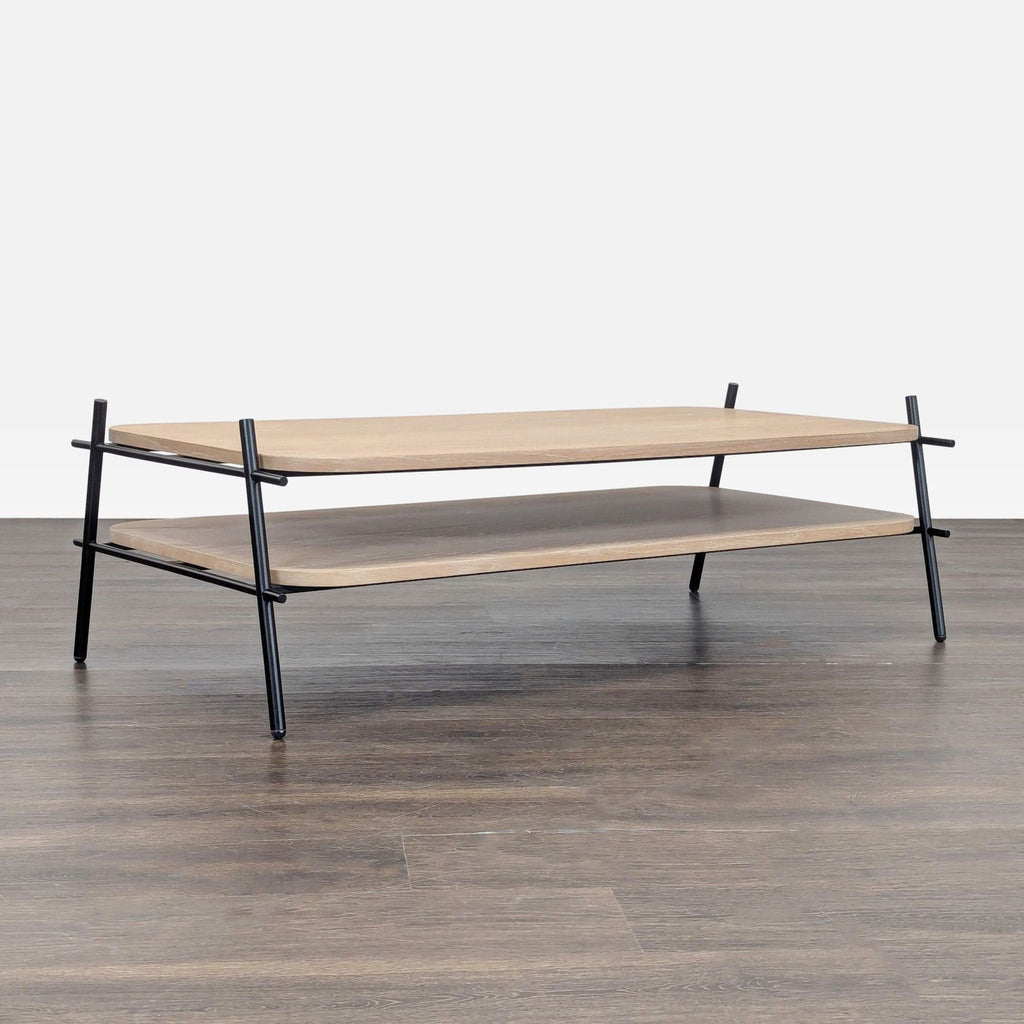 Two Tier Coffee Table on Metal Rod Frame