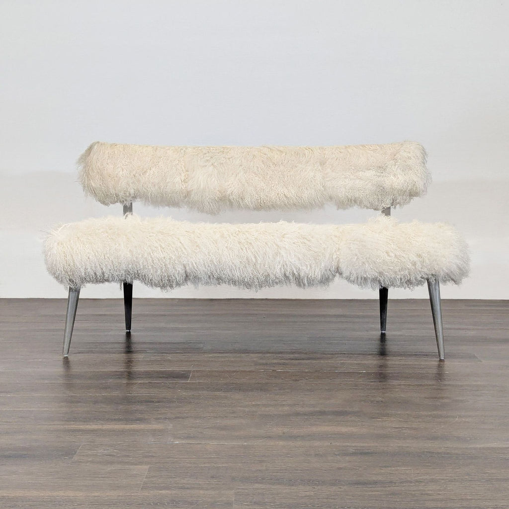 Minimalist wooden stool frame with clean lines, suitable for modern interiors.