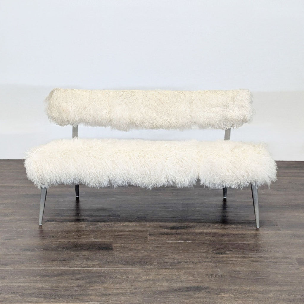 Faux Fur Bench with Back