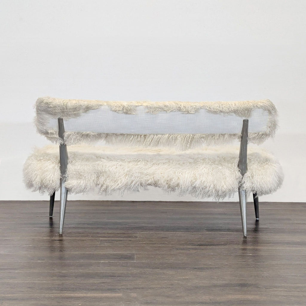 Faux Fur Bench with Back