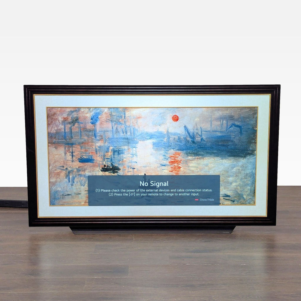 Elegant LG TV in a contemporary space, featuring art display mode and sleek minimalist design.