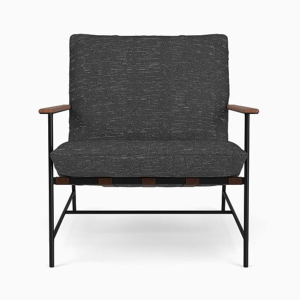 Denver Modern lounge chair featuring black cushion and wooden accents, perfect for contemporary lounge spaces.