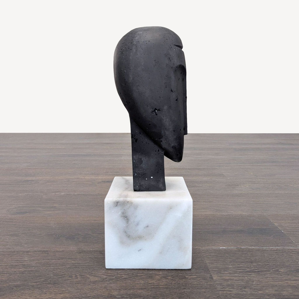 Modern Abstract Face Sculpture on Marble Base