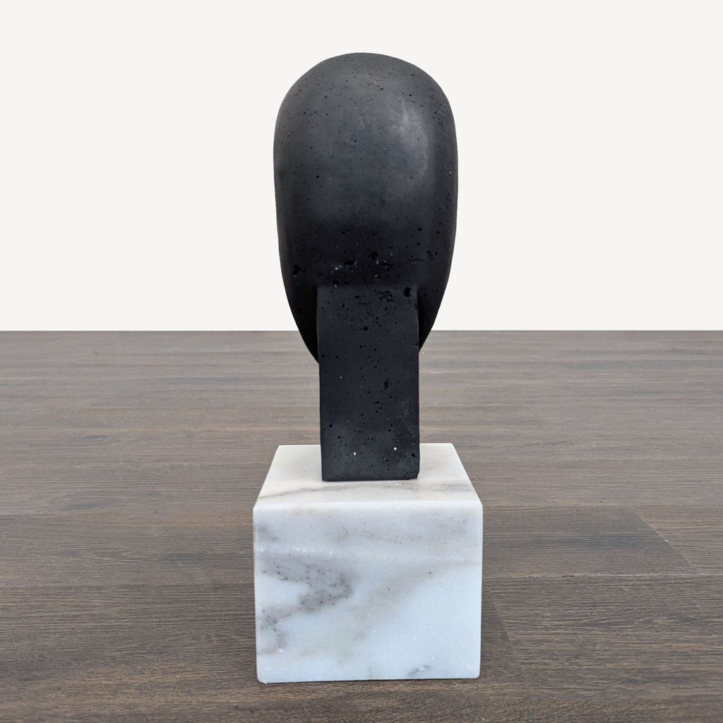 Modern Abstract Face Sculpture on Marble Base