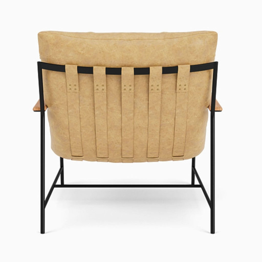 Denver Modern Vail Lounge Chair with Tan Leather Cushion and Black Metal Frame