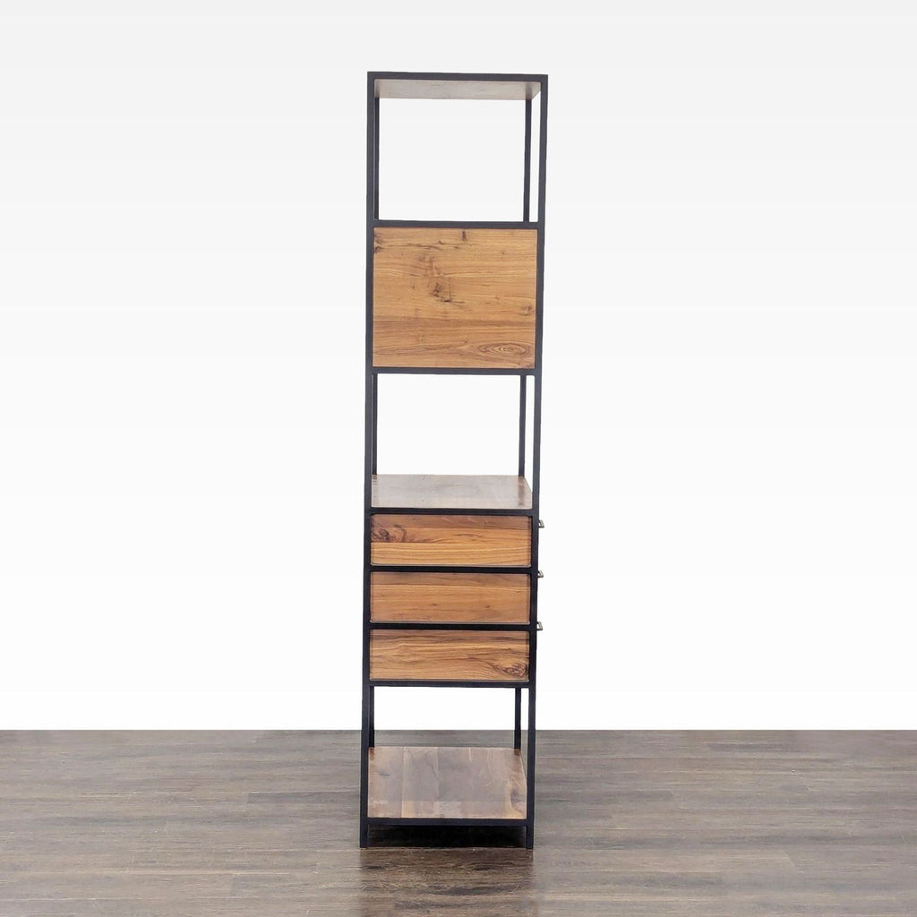 Crate & Barrel Knox Modern Wood and Metal Bookshelf with Storage Drawers
