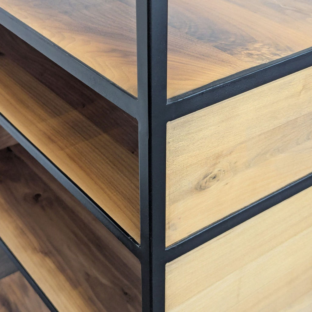 Crate & Barrel Knox Modern 5-Tier Industrial Bookshelf with Metal Frame and Wood Shelves