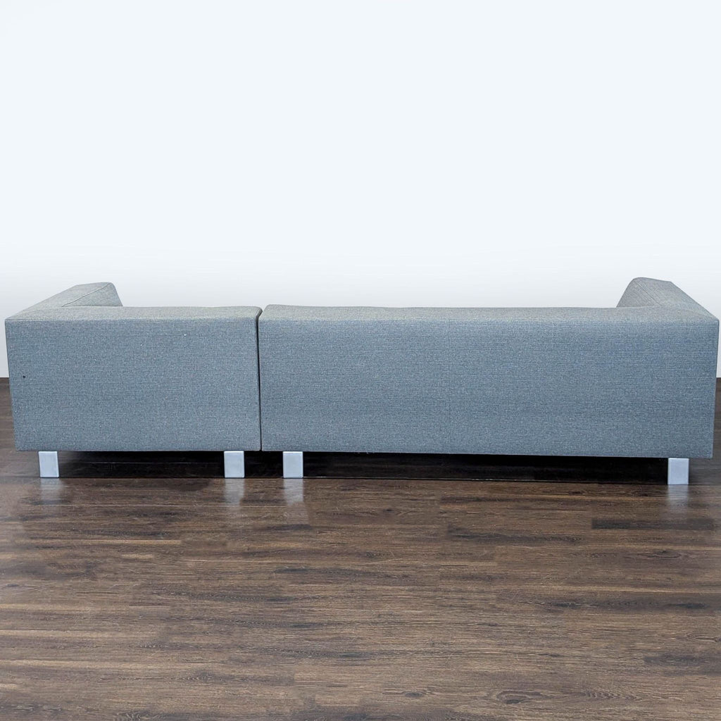 Room and Board Chelsea Modern Gray Sectional Sofa with Ottoman