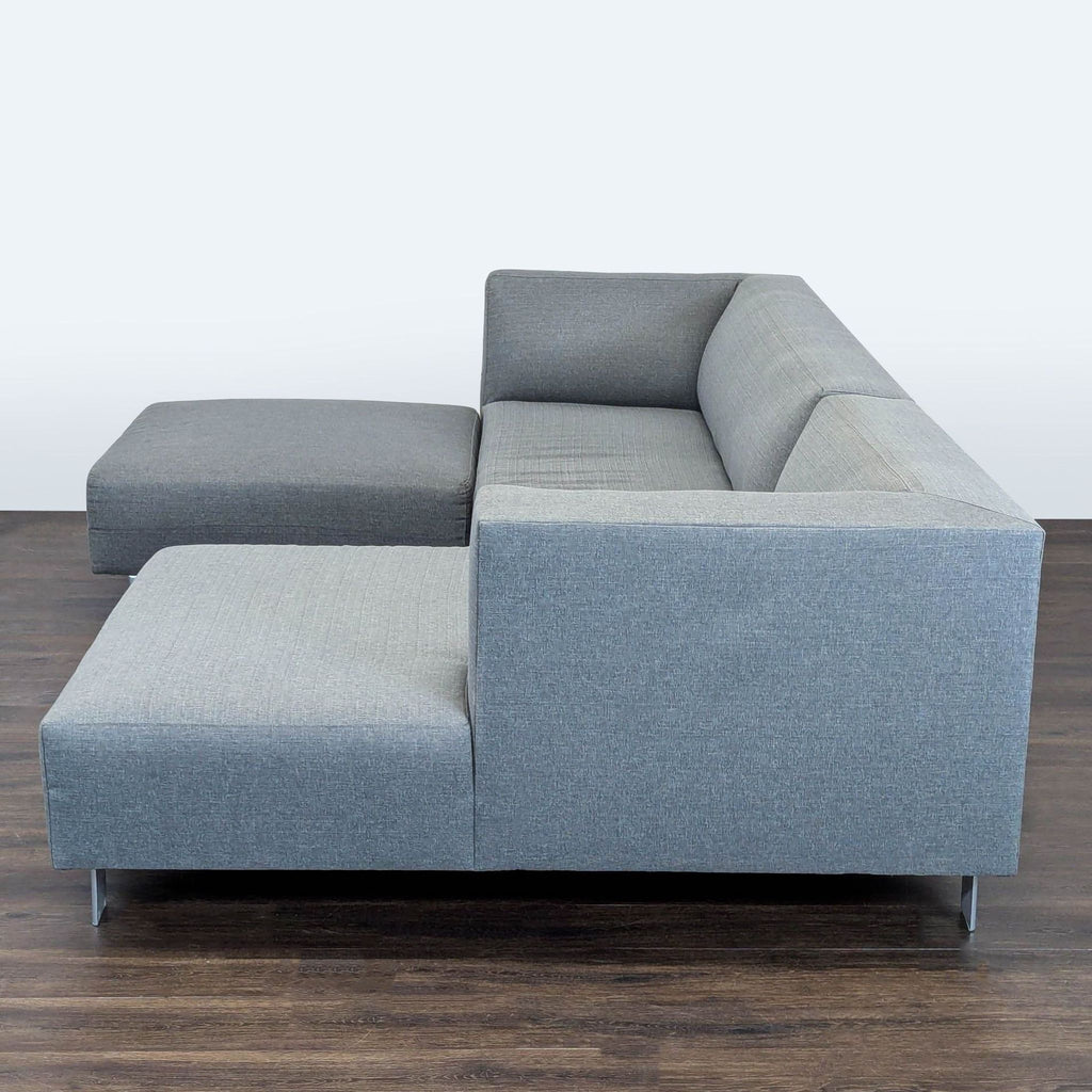 Room and Board Chelsea Modern Gray Sectional Sofa with Ottoman