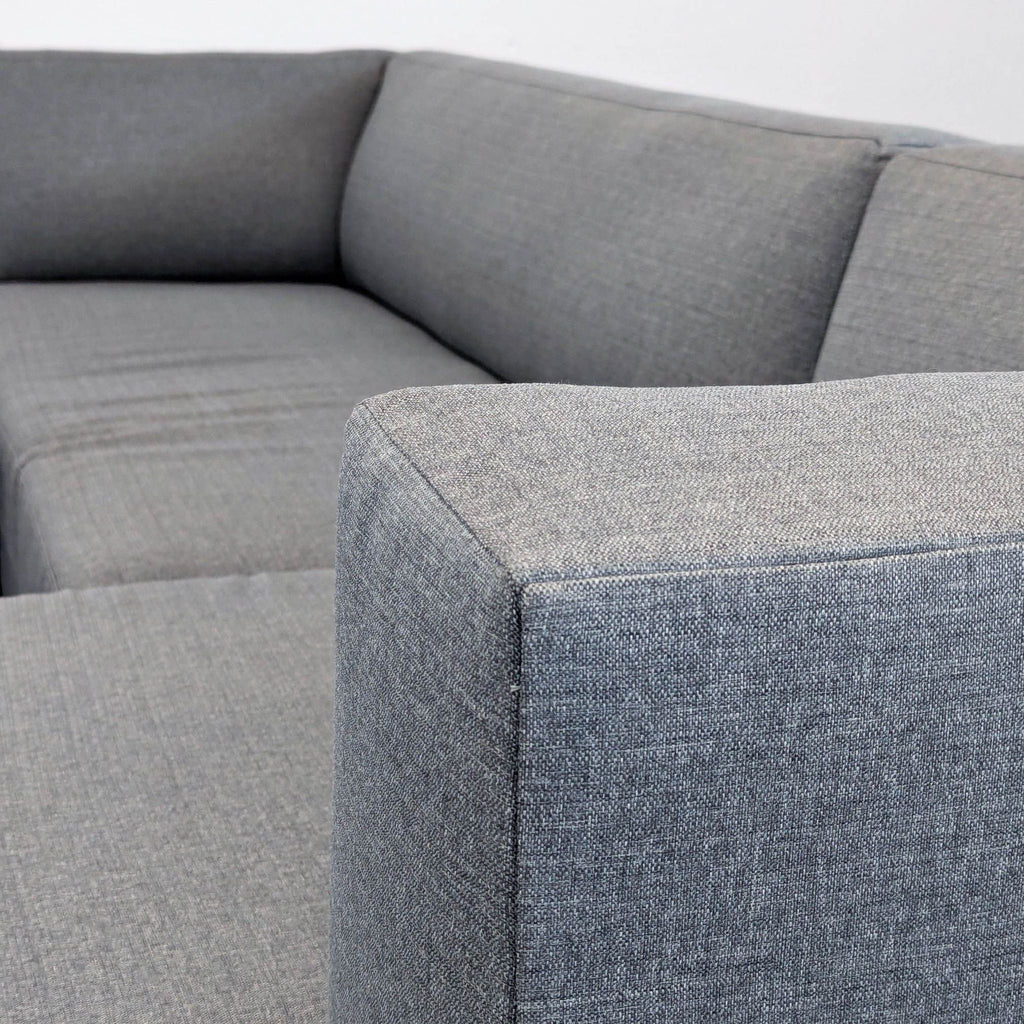 Room and Board Chelsea Modern Gray Sectional Sofa with Ottoman