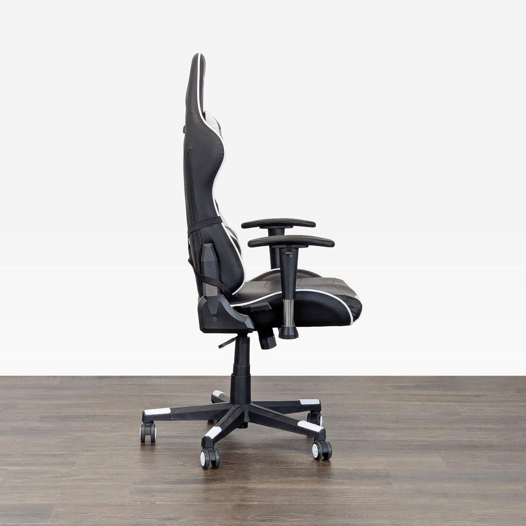 GTRacing GT099 Black and White Ergonomic Gaming Chair with Adjustable Armrests