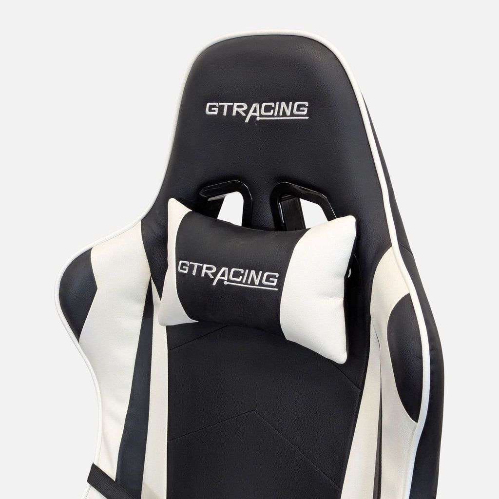 GTRacing GT099 Black and White Ergonomic Gaming Chair with Adjustable Armrests