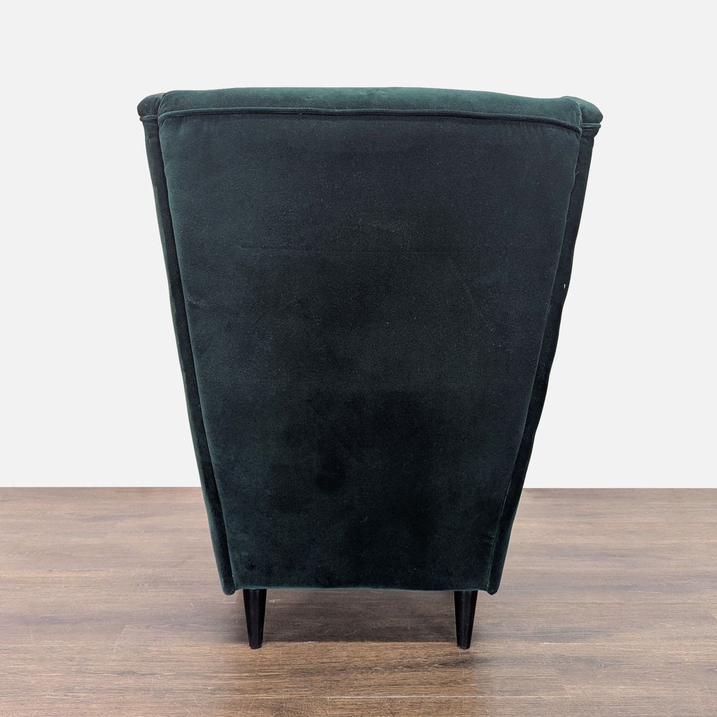 Ikea Strandmon Lounge Armchair with Footstool - Dark Green Velvet