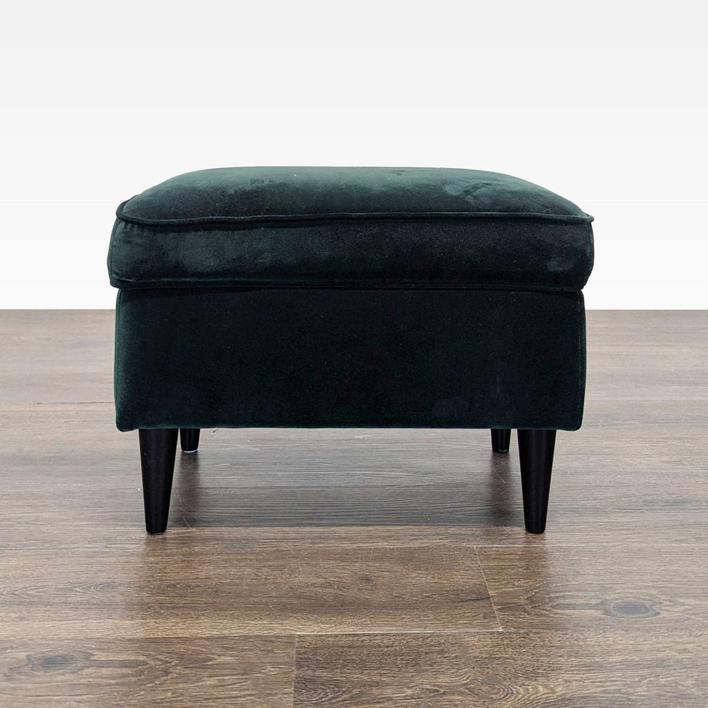 Ikea Strandmon Lounge Armchair with Footstool - Dark Green Velvet