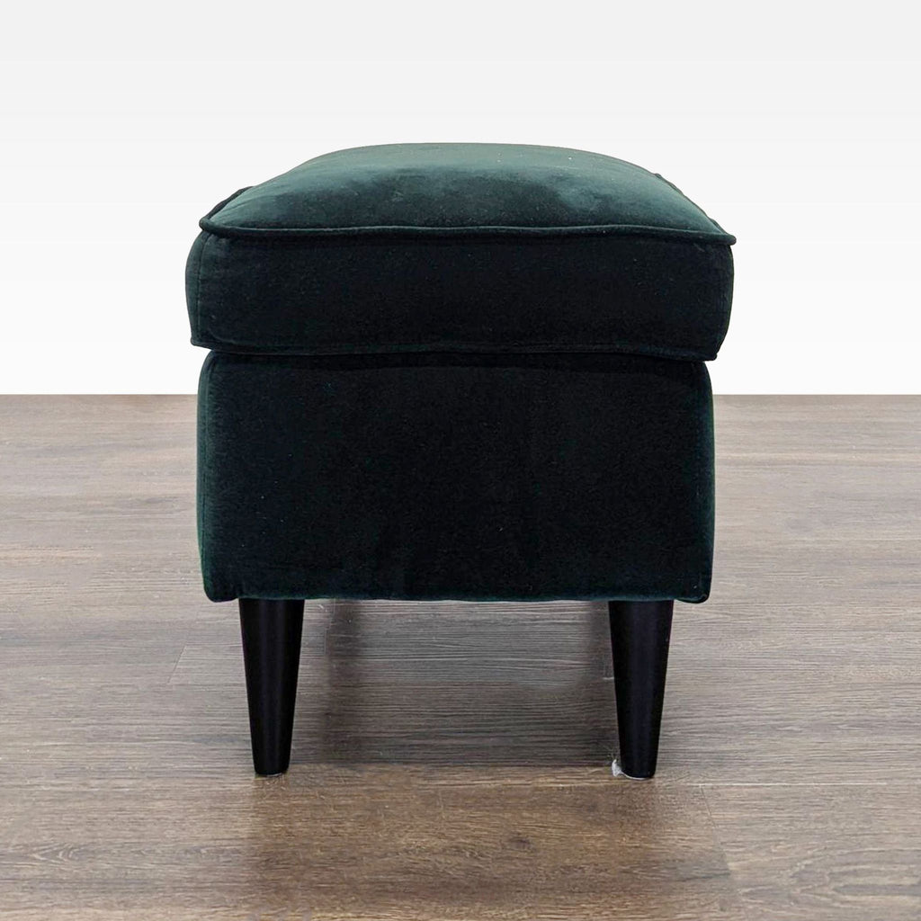 Ikea Strandmon Lounge Armchair with Footstool - Dark Green Velvet